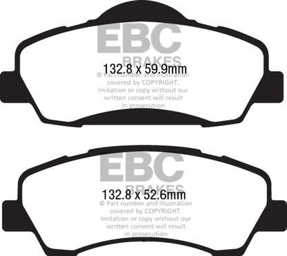 EBC Front Greenstuff Pads for Citroen CElysee 1.2 72BHP 2012 DP22177