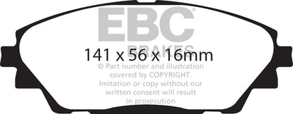 EBC Front Yellowstuff Pads for Mazda 3 BM 1.5 100BHP 2013 DP42185R