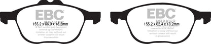 EBC Front Greenstuff Pads for Ford Kuga Mk2 1.5 T 120BHP 2016 DP62194