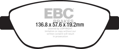 EBC Front Greenstuff Pads for Fiat 500L 0.9 T 86BHP 2013 DP22212