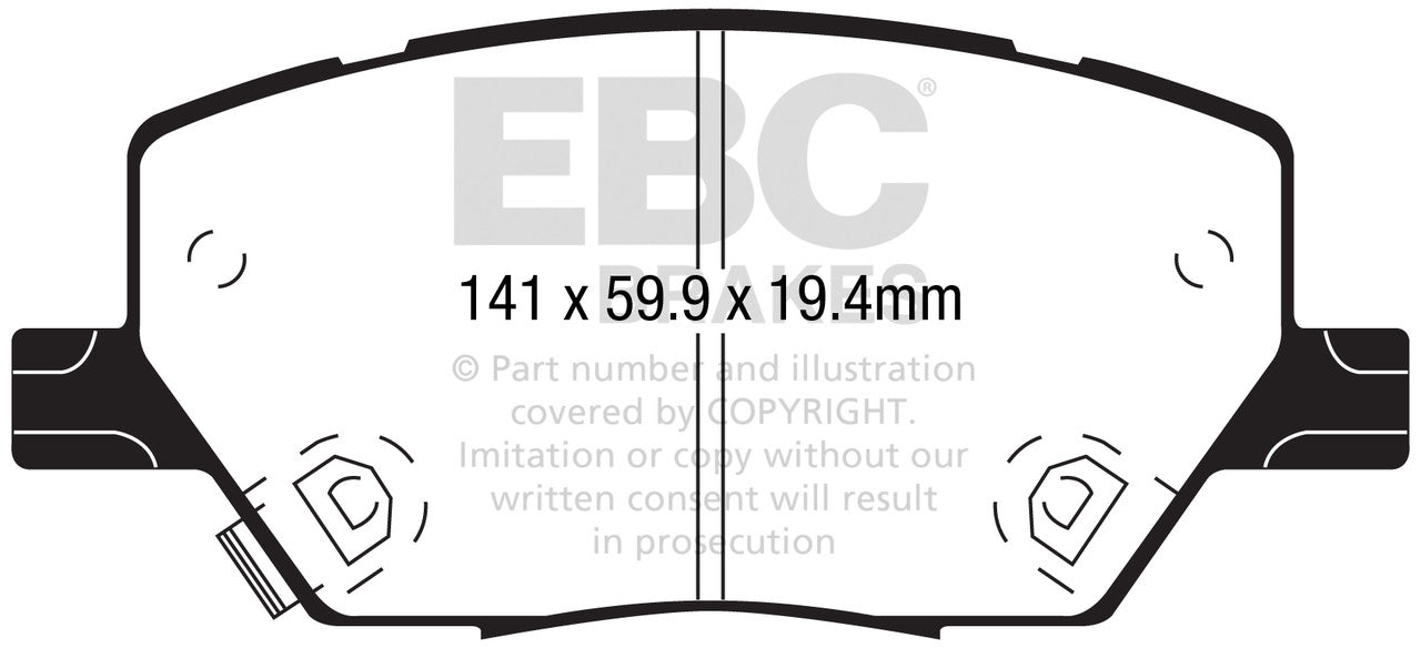 EBC Front Greenstuff Pads for Fiat 500X 1.0 T 120BHP 2019 DP22239