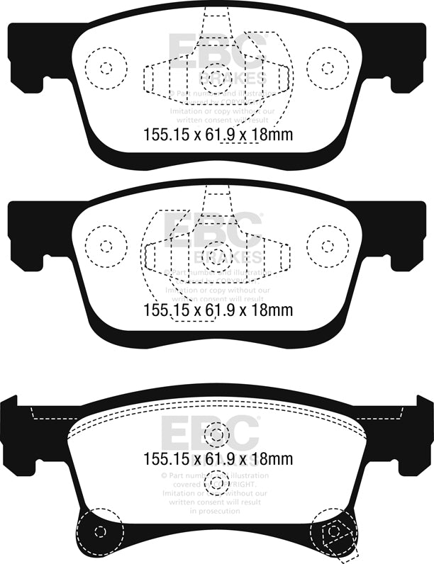 EBC Front Yellowstuff Pads for Opel ADAM 1.0 T 90BHP 2014 DP42242R