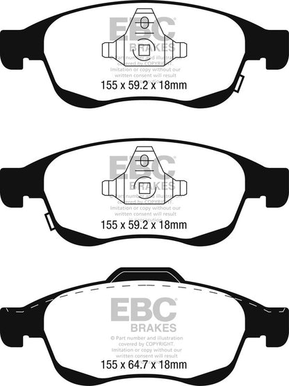 EBC Front Greenstuff Pads for Fiat 500X 1.4 T 140BHP 2014 DP22247