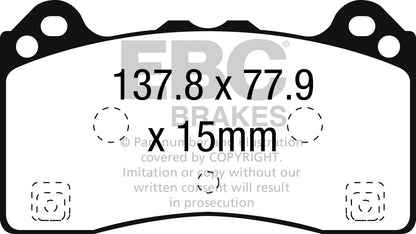 EBC Front Orangestuff Pads for Ford Focus Mk3 RS 2.3 T 350BHP 2016 DP92274