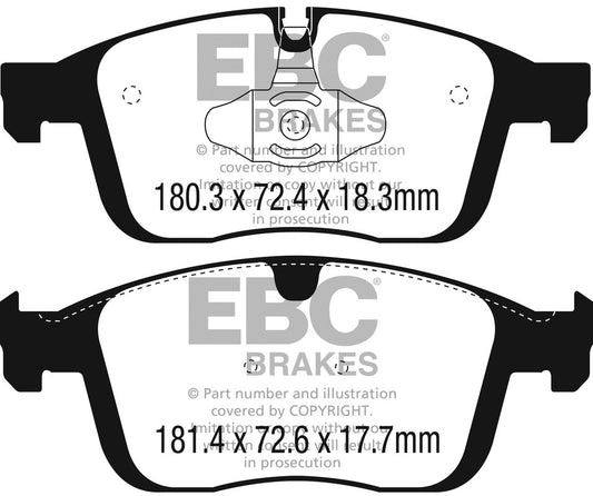EBC Front Greenstuff Pads for Volvo XC60 T5 2.0 T 237BHP 2010 DP62296