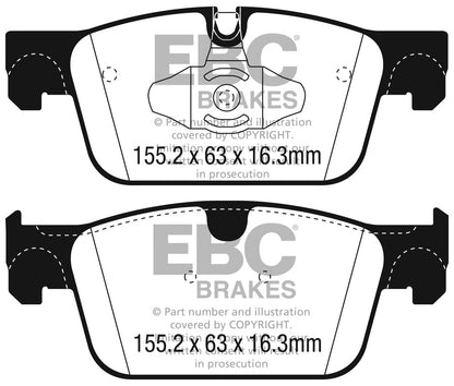 EBC Front Yellowstuff Pads for Volvo S60 Mk3 B4 2.0 T Hybrid 197BHP 2020 DP42305R