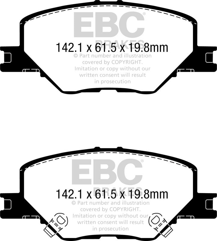 EBC Front Yellowstuff Pads for Opel Insignia Country Tourer 1.5 T 165BHP 2017 DP42340R