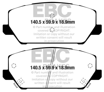 EBC Front Greenstuff Pads for Hyundai i30 N PD 2.0 T 247BHP 2017 DP22343