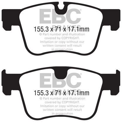 EBC Front Greenstuff Pads for Citroen Berlingo 1.2 T 110BHP 2018 DP22359