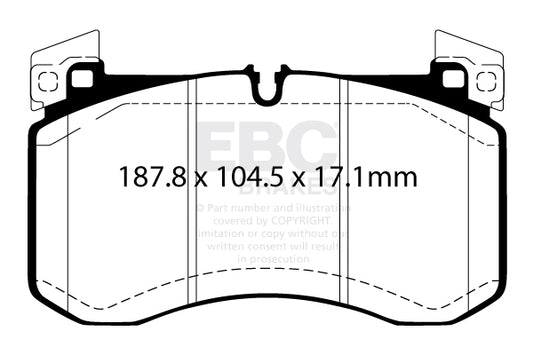 EBC Front Yellowstuff Pads for Mercedes GLE Class W167 GLE350de 4Matic 1.9 TD Hybrid 381BHP 2019 DP42409R