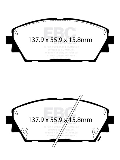 EBC Front Greenstuff Pads for Mazda 3 BP 1.5 120BHP 2019 DP22416