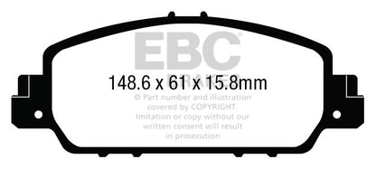 EBC Front Yellowstuff Pads for Honda HRV RU 1.5 BHP 2015 DP43014R