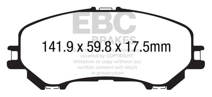 EBC Front Yellowstuff Pads for Nissan Qashqai (J11) 1.2 T 115BHP 2014 DP43032R