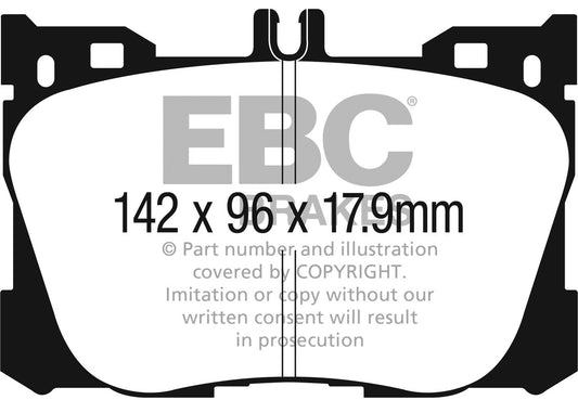 EBC Front Yellowstuff Pads for Mercedes GLC Class X253 GLC220 4Matic 2.1 TD 170BHP 2015 DP43070R
