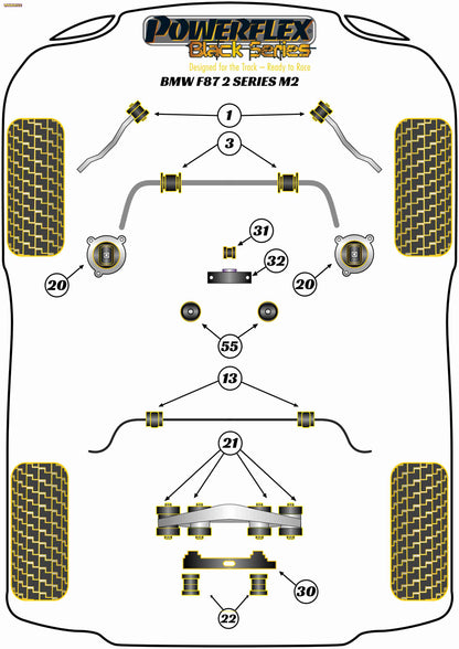 Powerflex Front Radius Arm To Chassis Bush Caster Adjustable for BMW 2 Series F87 M2 Coupe (2015 on) - PFF5-4001G