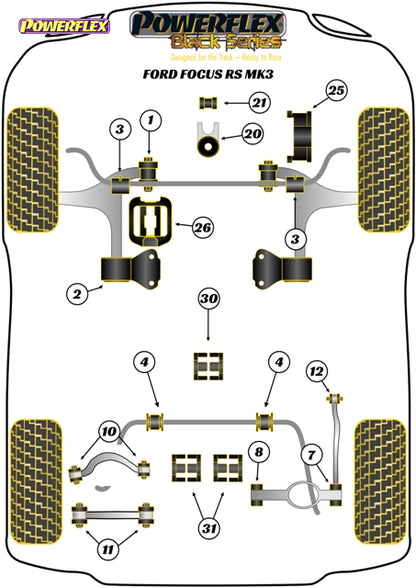 Powerflex Rear Diff Front Mounting Bush Insert for Ford Focus Models Focus Mk3 inc ST and RS (2011-2018) Focus MK3 RS - PFR19-1830