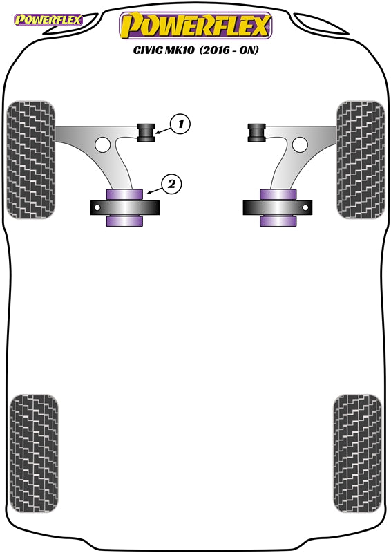 Powerflex Front Arm Rear Bush for Honda Civic Models Civic Mk10 FC/FK inc FK8 Type-R (2015 - 2021) Mk10 FC/FK (2015 - 2021) - PFF25-1002