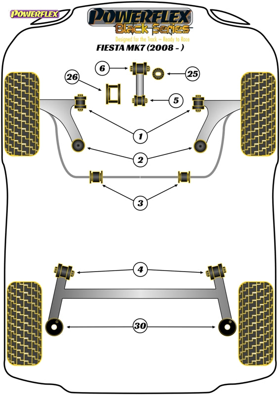 Powerflex Upper Transmission Mount Insert for Ford Fiesta Models Fiesta Mk7 inc ST (2008 - 2017) Fiesta Mk7 (2008 - 2012) - PFF19-2026BLK