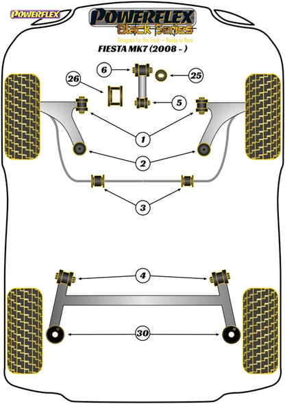 Powerflex Upper Transmission Mount Insert for Ford Fiesta Models Fiesta Mk7 inc ST (2008 - 2017) Fiesta Mk7 (2008 - 2012) - PFF19-2026BLK
